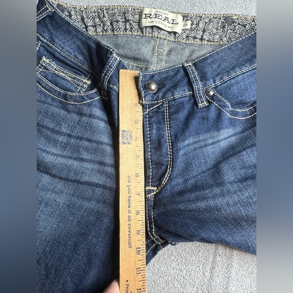 Ariat REAL Spitfire Jeans Womens 32R Blue Mid Rise Bootcut Stretch Denim Riding - Picture 5 of 12